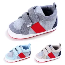 Обувь малыша первых шагов для новорожденных Для маленьких мальчиков девушки патч противоскользящие Мягкая обувь Модная хлопковая обувь