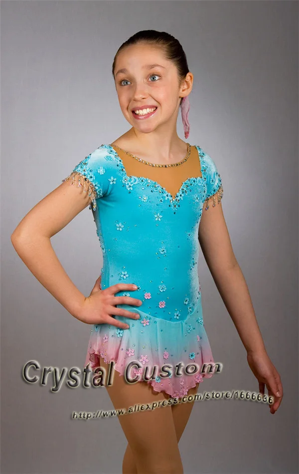 Beautiful Girls Ice Skating Dresses With Spandex Graceful New Brand Figure Skating Competition