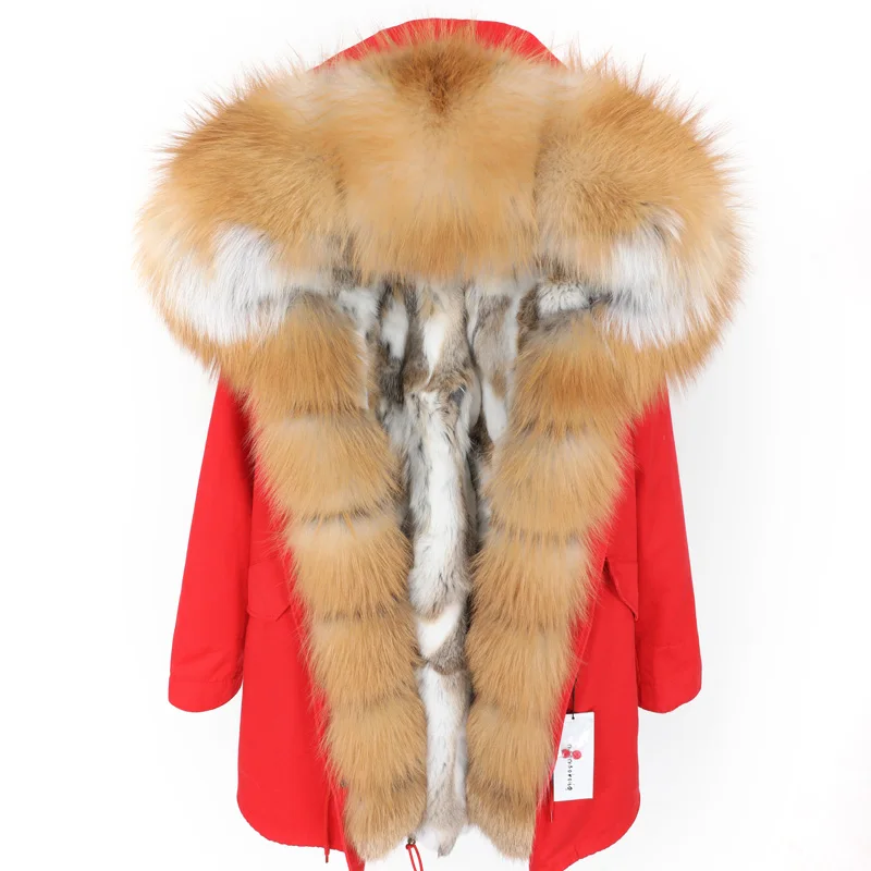 MAOMAOKONG2019 новое зимнее пальто с воротником из натурального Лисьего меха женская куртка с подкладкой из натурального меха кролика Женская одежда - Цвет: 7