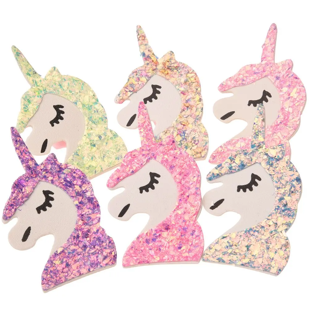 

18PCS 4cm*7.5cm unicorn Accessories Cute Unicorn Headwear Boutique Headwrap No Hairclip Barrette for Hairband