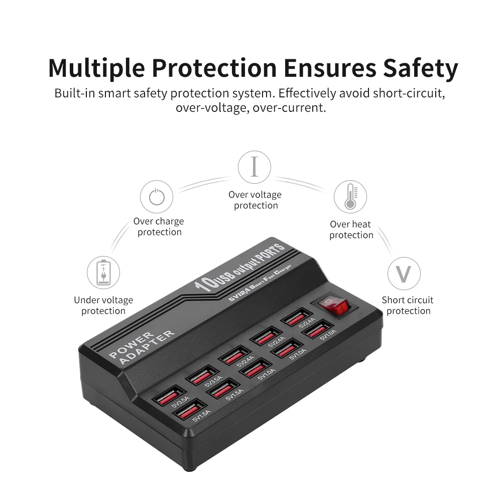 Умная зарядная станция с 10 USB портами док универсальной совместимостью для