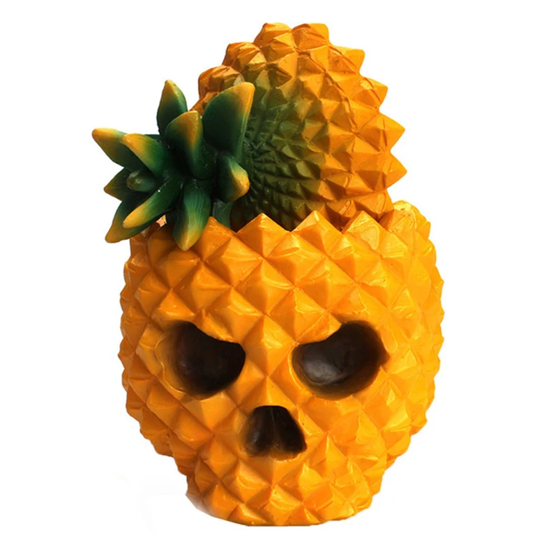 

1PC Creative Desktop Storage Box Novel Resin Pineapple Skull Storage Bin Sundries Organizer Container Table Decor Ornament