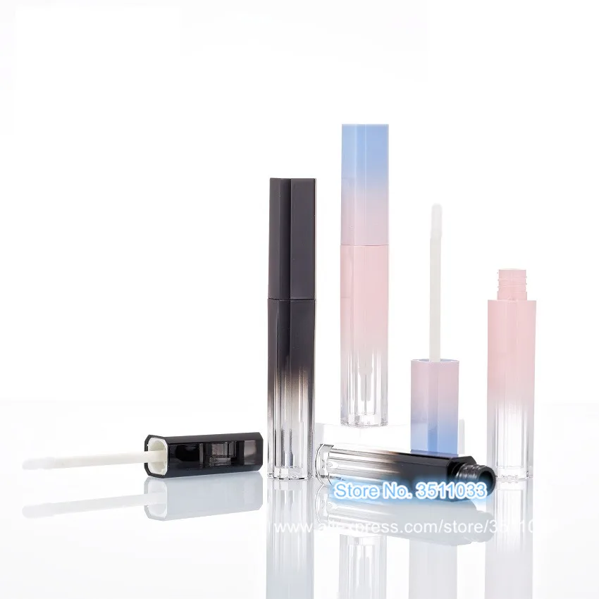 20/60/100pcs Pink Blue Gradient Plastic Cosmetic Lip Gloss Wand Tube Empty Black Square Makeup Glaze Bottle | Красота и здоровье