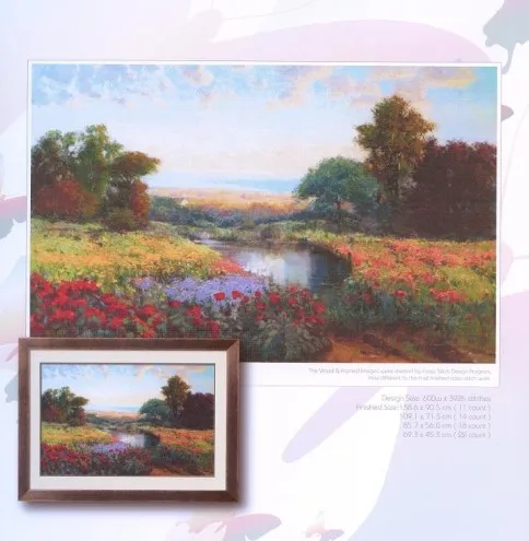 

Needlework,embroidery,DIY DMC 14CT Unprinted Cross stitch kit,Lakeside Garden. Countryside Pattern counted Cross-Stitching decor
