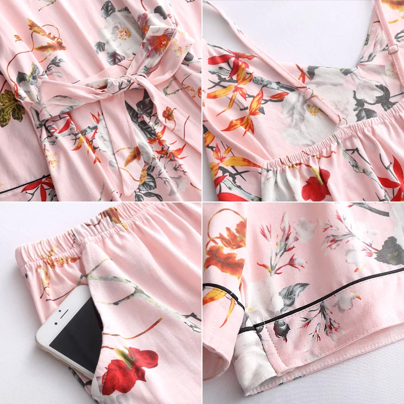 7pcs home Suit Robe Floral Sexy Pajamas for Women Cotton Plus Size Robe Nightwear Sleepwear Femme Robe Homewear Sleep Lounge