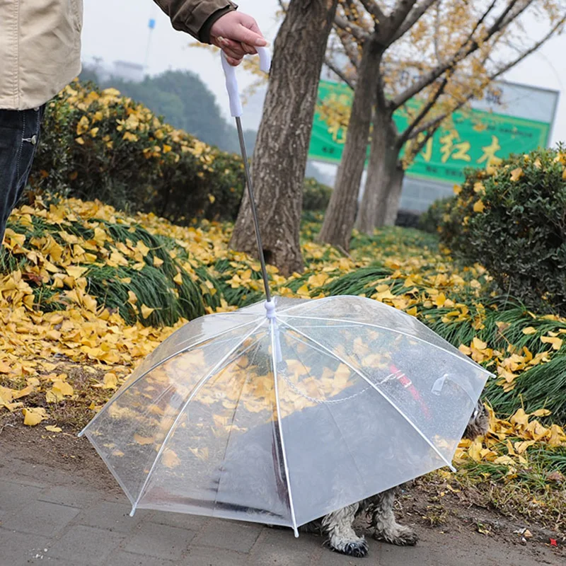 Sqinans прозрачный зонт для домашних животных портативный зонт со щенками со встроенным поводком собачий дождь в дождь и снег дни