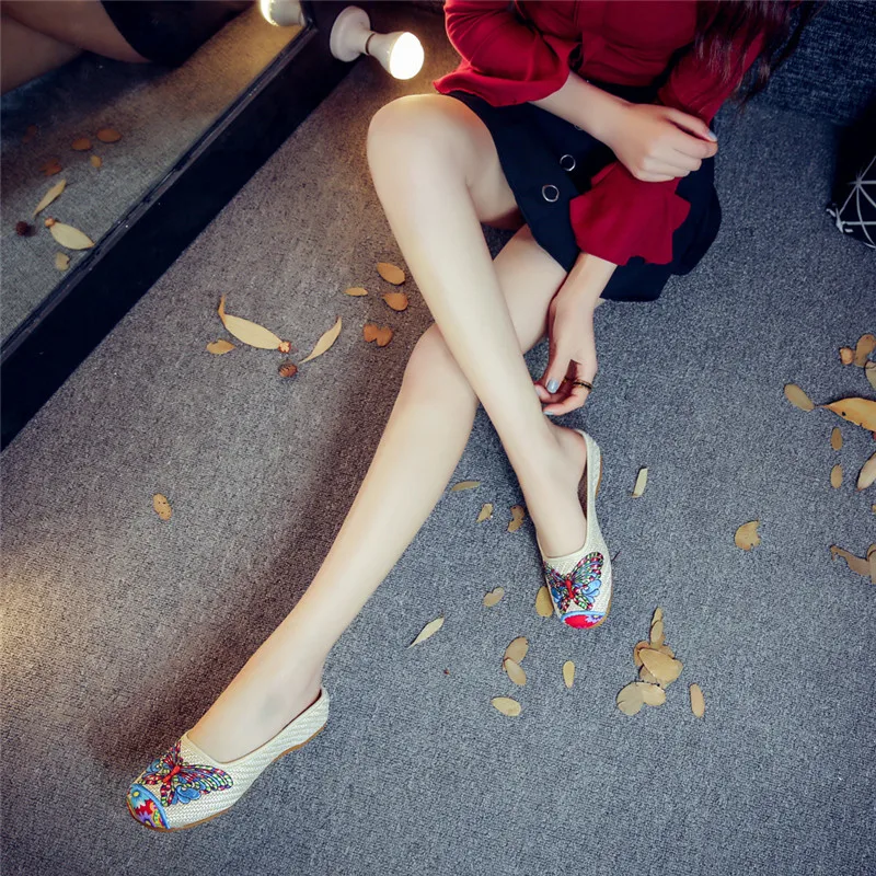 TIMETANG/женские шлепанцы в винтажном стиле; сезон лето; модная повседневная обувь в китайском стиле старого Пекина с цветочным принтом; женские босоножки размера плюс; 41E176