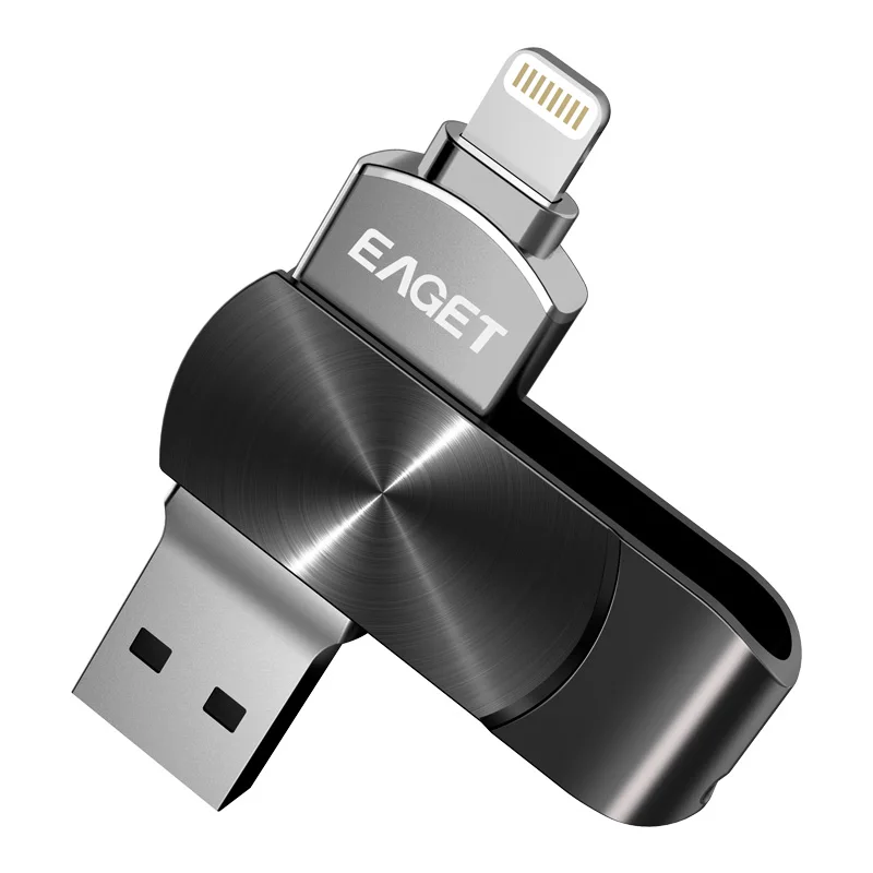 EAGET I66 флеш-накопитель USB 3,0, 64 ГБ, для iPhone 8, 7 Plus, молния, металлическая ручка-накопитель, U диск для MFi iOS10, карта памяти, 128 ГБ