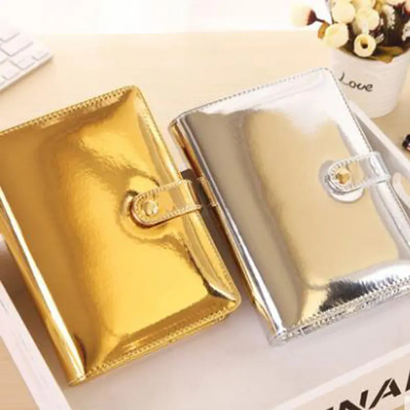 

Yiwi A6 48K Rainbow laser Notebook diary Cover Glitter Loose leaf Note Book Planner Clip Office Supplies