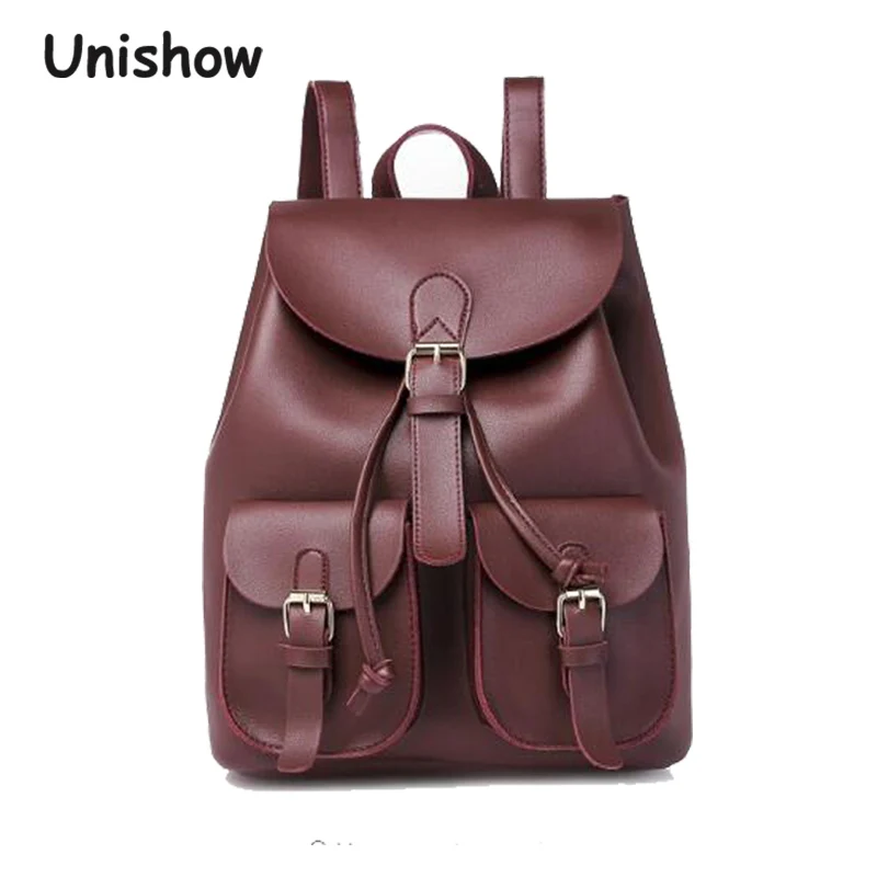 

Unishow Women Backpack Fashion Casual Pu Leather Female Backpacks Young Girl Student School Bag Large Capacity
