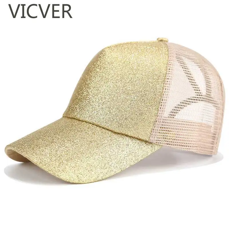 Бейсбольная кепка конский хвост с блестками для детей Snapback шляпа девочек грязная