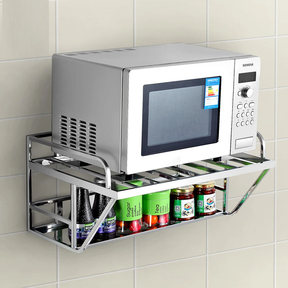  A1 304 stainless steel microwave oven rack kitchen rack wall hanging oven bracket kitchen wall hang - 32913659169