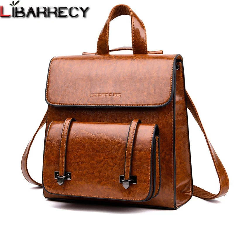 

Vintage Backpack Female Famous Brand Leather Backpack Simple Bookbag Large Capacity Travel Bag Casual Shoulder Bags for Women