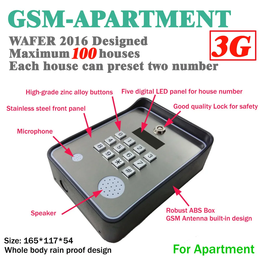 GSM intercom for emergency help gate opener access controller and service help calling dc12v power input