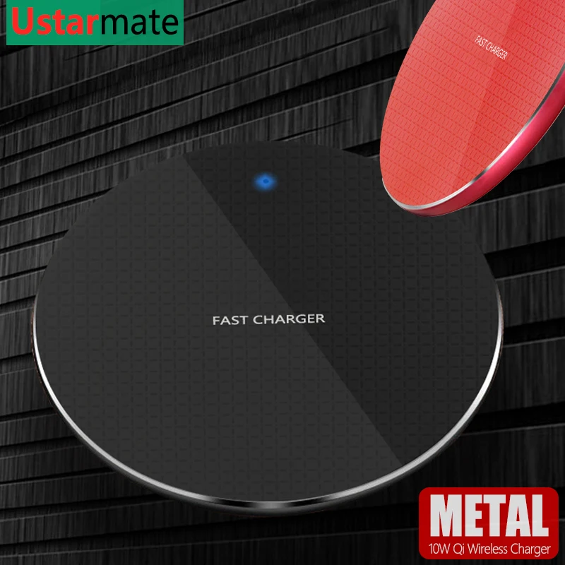 

Qi Wireless Charger Pad 10W Luxury Metal Quick Charge For iPhone XS XR Huawei Samsung S10 Xiaomi Fast Charging Holder
