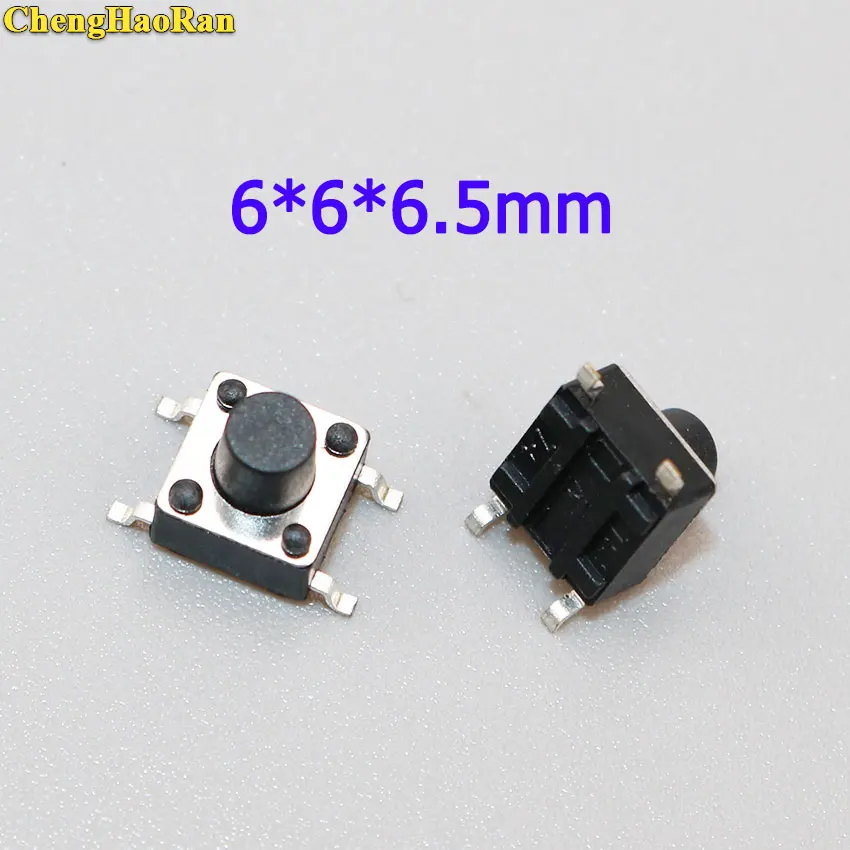 

ChengHaoRan 20-100pcs 6x6x6.5mm Panel PCB Momentary Tactile Tact Mini Push Button Switch SMT 4pin 6*6*6.5mm