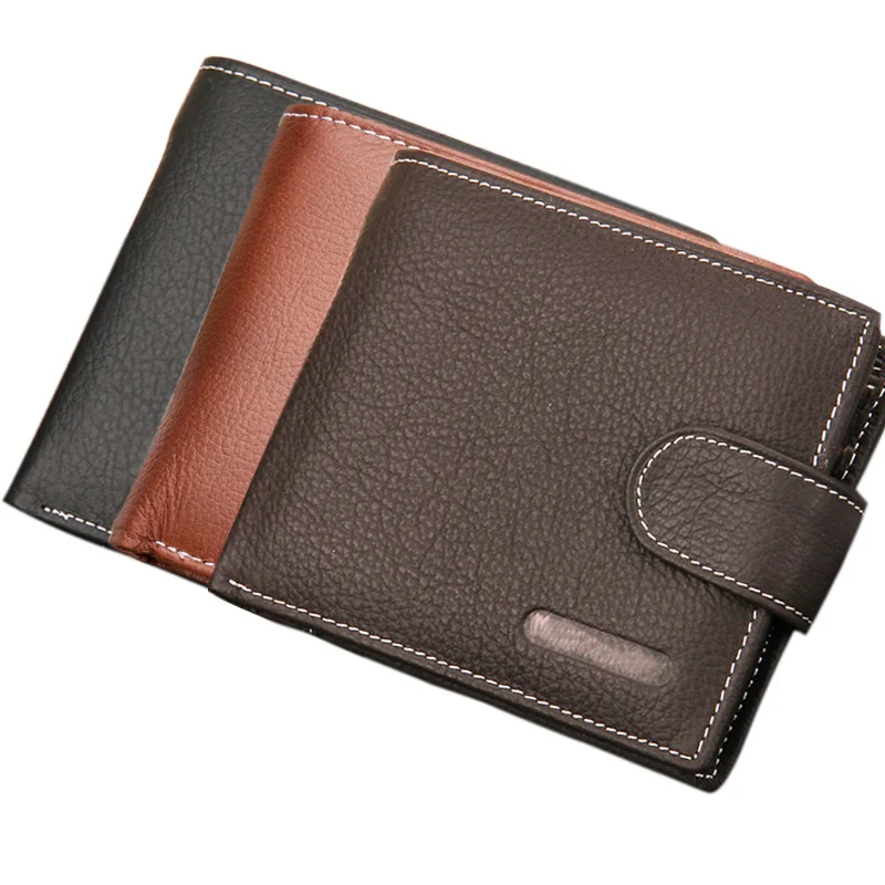 

Genuine Leather Wallet Men Clip Cowhide Wallet Small Clutches Purse Coin Pouch Short Wallets LBY2017