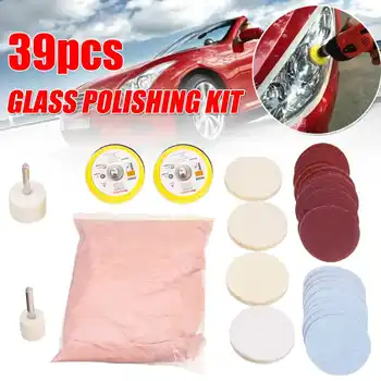 

39 Pcs/Set Deep Scratch Remover Auto Car Glass Polishing Kit M6 Shread Sanding Pad 8OZ Cerium Oxide