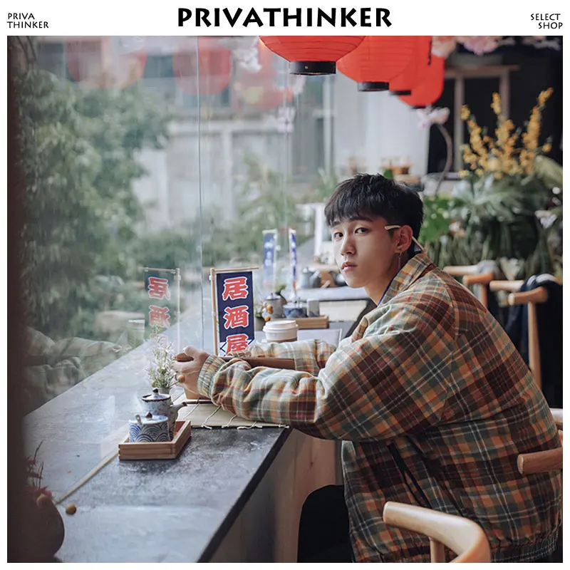 re Size Size Mâle Green 2018 asian Parka Hiphop Bomber Privathinker Streetwear À vent Manteaux Coupe Plaid Japonais Vestes D'hiver Capuche Hommes asian w1aUq8H