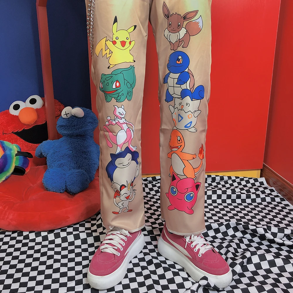 Harajuku/детские свободные штаны с забавным принтом Летние брюки для отдыха прямой