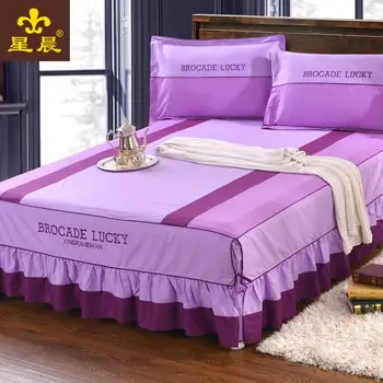 

1/3pcs cotton bed skirt Roman style bed linen bedding set pillowcase two-color multi-style