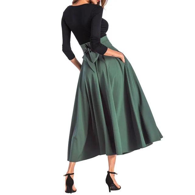 U-SWEAR 2019 Новое поступление Модная женская юбка А-силуэта Империя до середины икры Vestidos женская уличная элегантная Clic Solid Мягкая юбка с