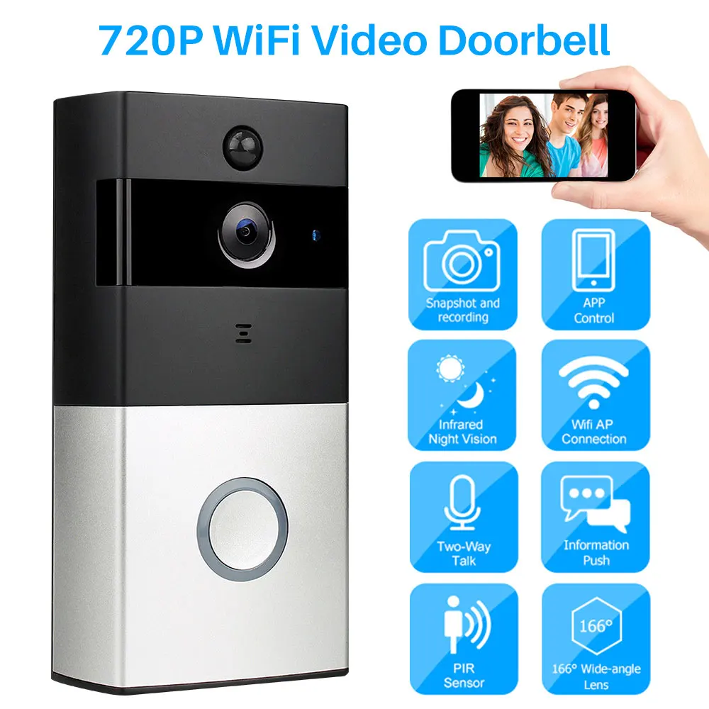 Ring Doorbell With Camera Wifi Video Wireless Intercom 720p Bell