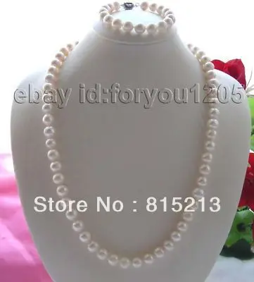 

ddh00397 25" Natural 9-10mm White Pearl Necklace Bracelet Set