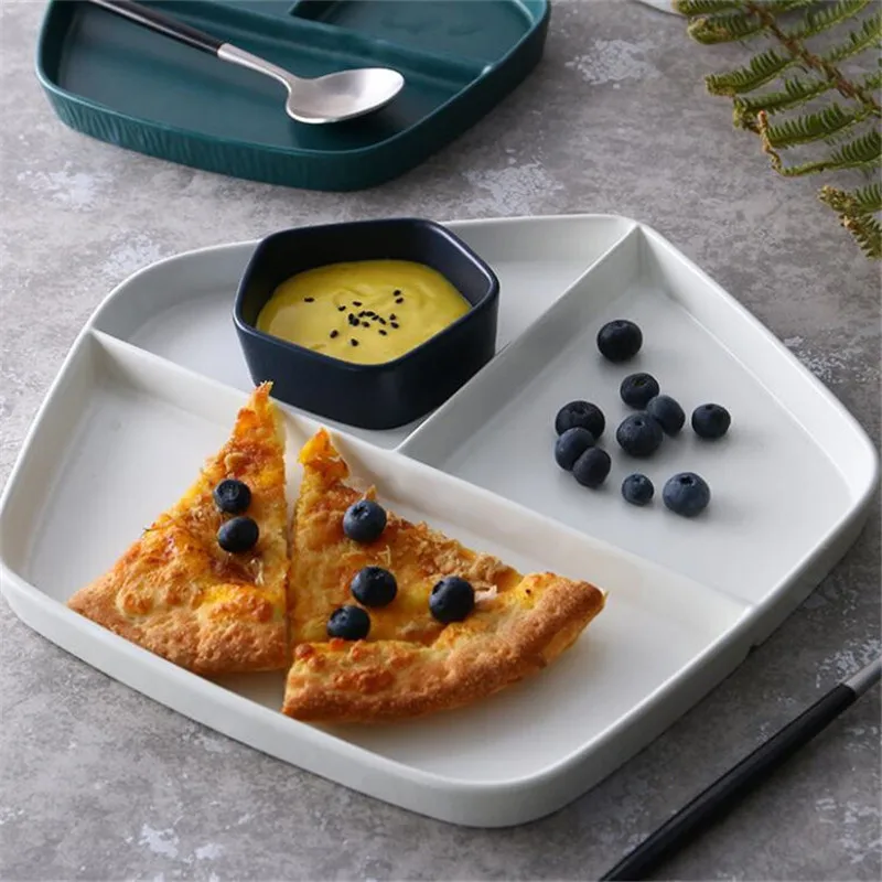 

1pc KINGLANG Nordic Style Ceramic Multi - fruit Flavoring Snack Dish Plate Hotel House Tableware