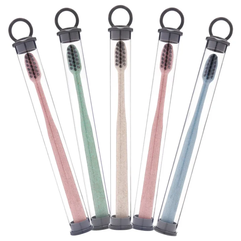 

High Quality 5pcs Creative Adult Soft Toothbrush Portable Tooth Brush Cleaning Charcoal Bristle Brush with Travel Storage Case