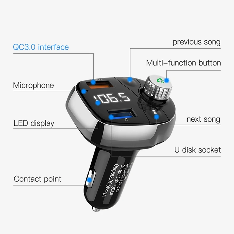 5 V/3A A2Dp fm передатчик MP3 плеер ЖК дисплей Автомобильный двойной Usb зарядное