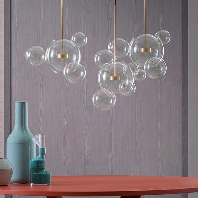 Clear Glass Ball Living Room Chandeliers Art Deco Bubble Lamp Shades Chandelier Modern Indoor Lighting Restaurant Chandeliers