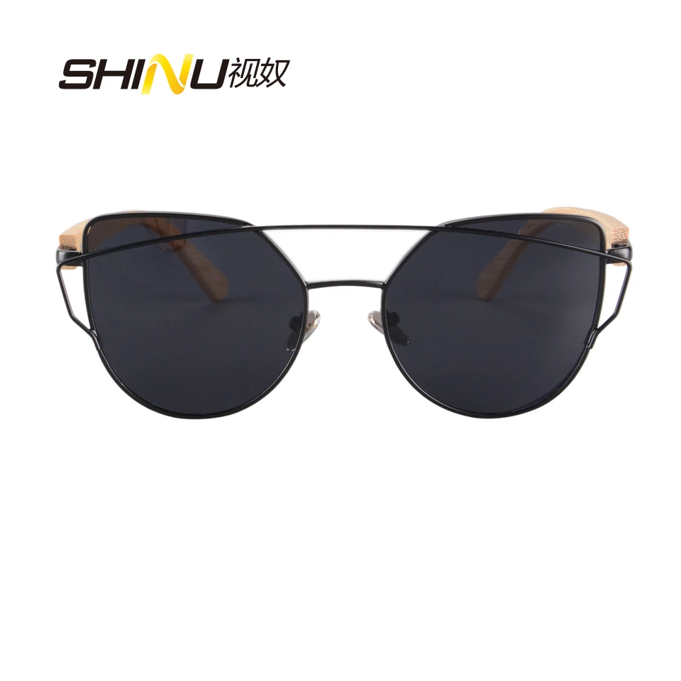 

SHINU Metal Frame Sunglasses Summer Glasses UV400 Protection Nature Bamboo Arms Eyewear Men Women Driving fashion Glasses Unisex