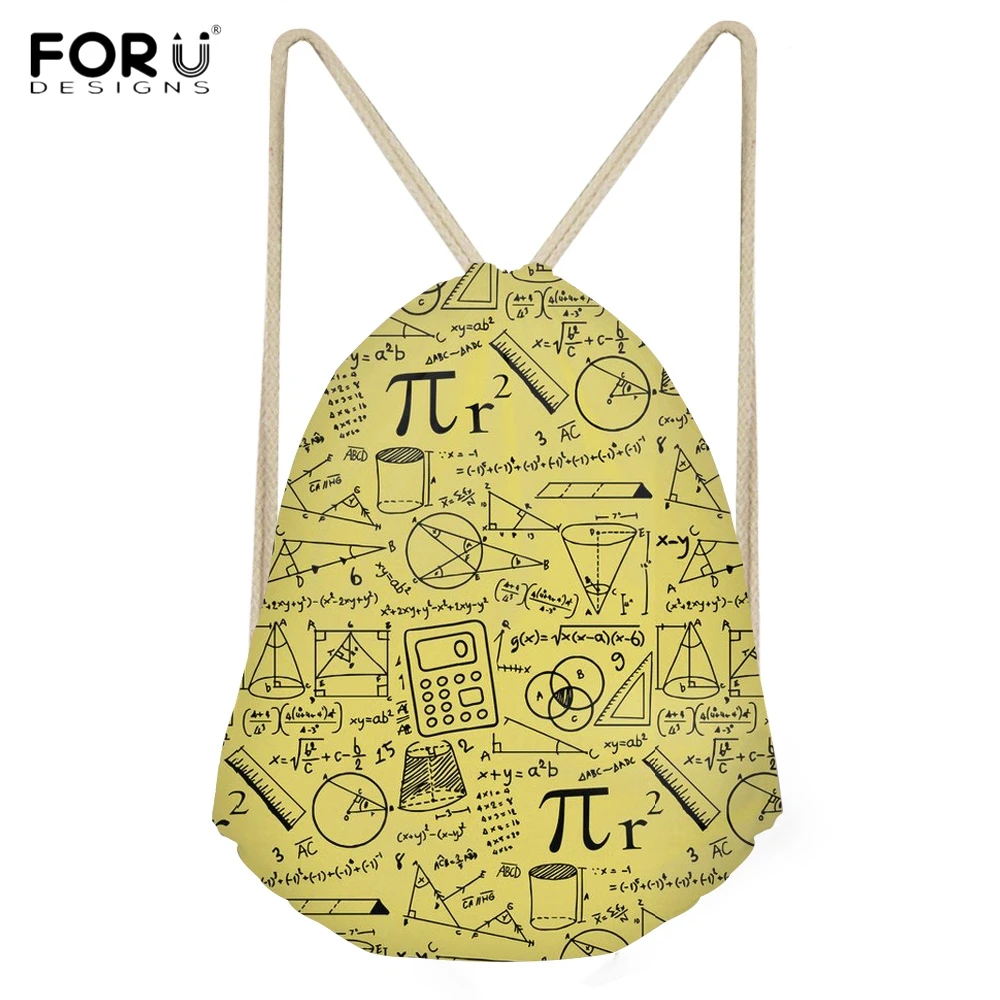 FORUDESIGNS/модные математические формулы/математике печати Drawstring сумка девушки большой школьников Sack Softback мешок хранения рюкзак