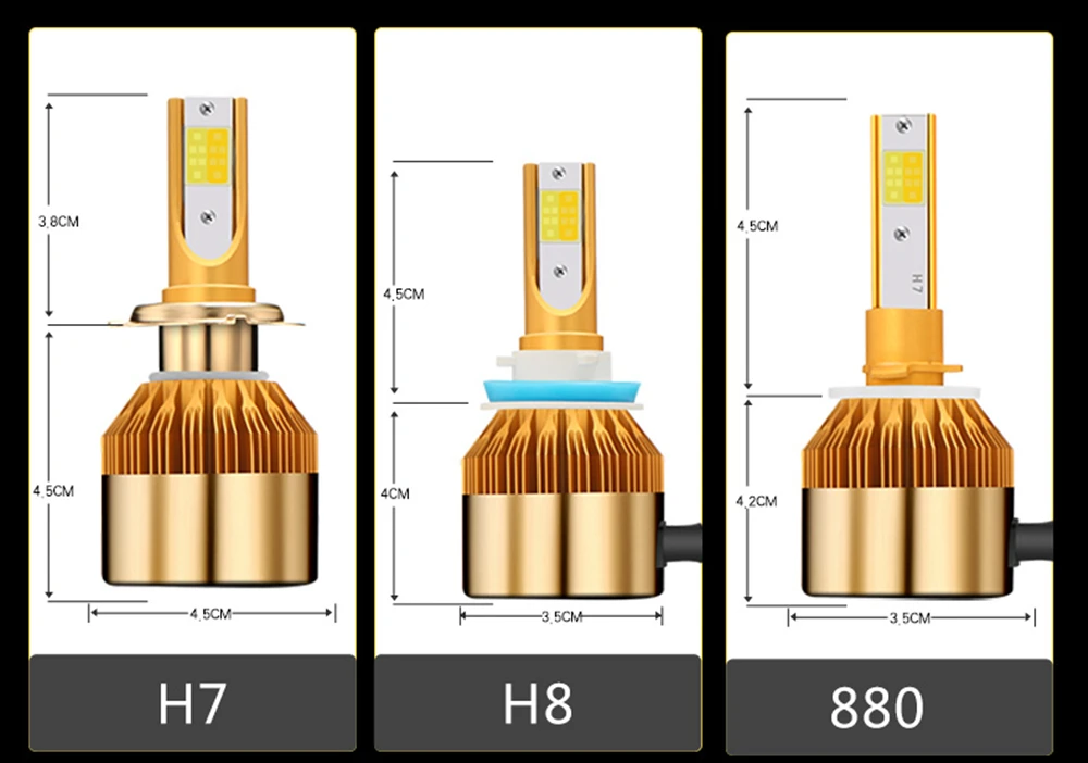 H4 H7 H11 H1 H13 H3 9005 9006 9012 H27 881 880 COB светодиодный Автомобильные фары лампы(Подол короче спереди и длиннее сзади) ЛУЧ 76 Вт 9600LM 3000K 6000K авто фары лампы