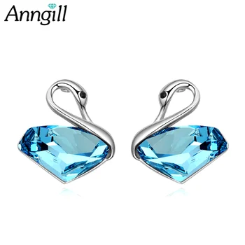 

Top Quality Swan Stud Earrings For Women Made With Swarovski Elements Crystals Earing Brincos Bijoux Luxury Brand Jewelry
