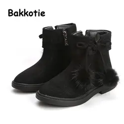 Bakkotie 2018 новая зимняя модная детская обувь с бантом для маленьких девочек Теплая Повседневная обувь детская мягкая обувь для малышей