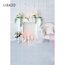 Laeacco Interiérové ​​krbové svíčky Záclonové židle Fotografické dekorace pro děti Fotografické pozadí Vinylové fotografické pozadí pro foto studio