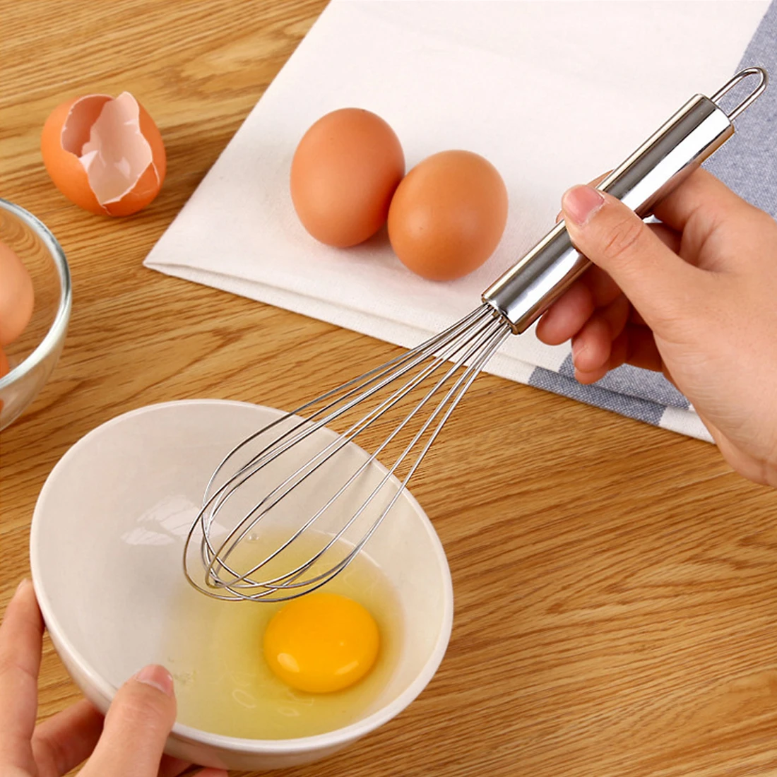 Хорошая ручная взбивалка для яиц Нержавеющая сталь Ручка Силиконовый венчик для яиц и молока крем масло Взбейте Смеситель Инструмент