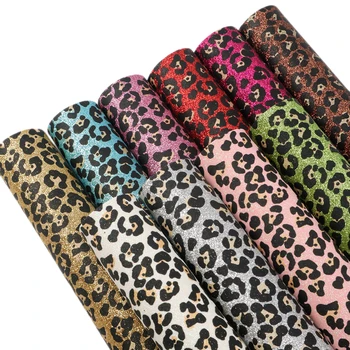 

David accessories 20*34cm 10pcs/set Glitter Leopard Synthetic Leather Set Faux Fabric DIY Garment HairBow Bags,1Yc7307