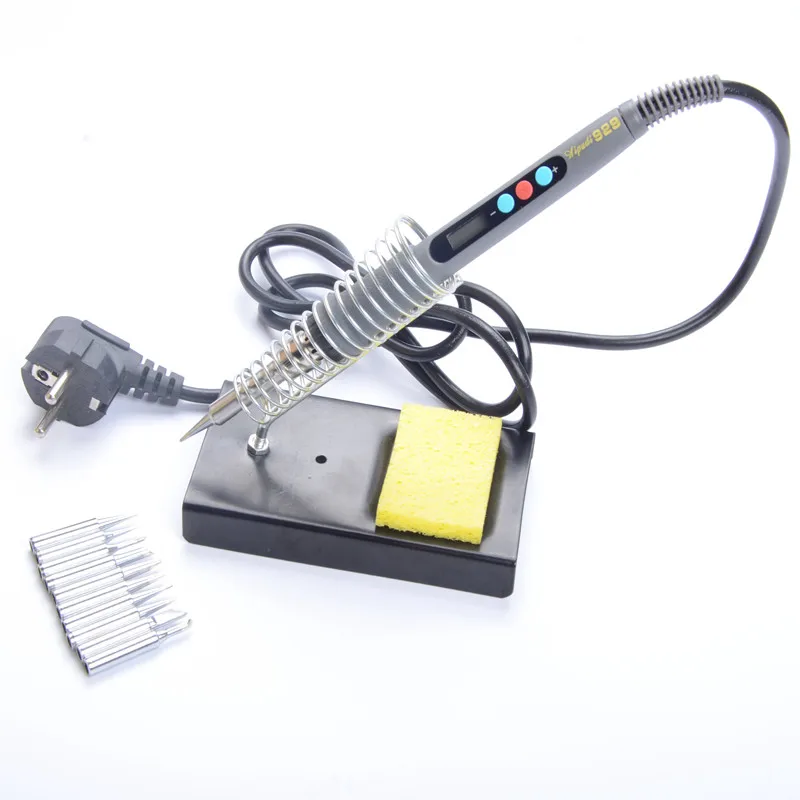 

EU 90W Digital LCD Adjustable Electric Soldering Iron Or 929 Soldering Station Welding Tools Kit Iron With 10PCS 900m Tip