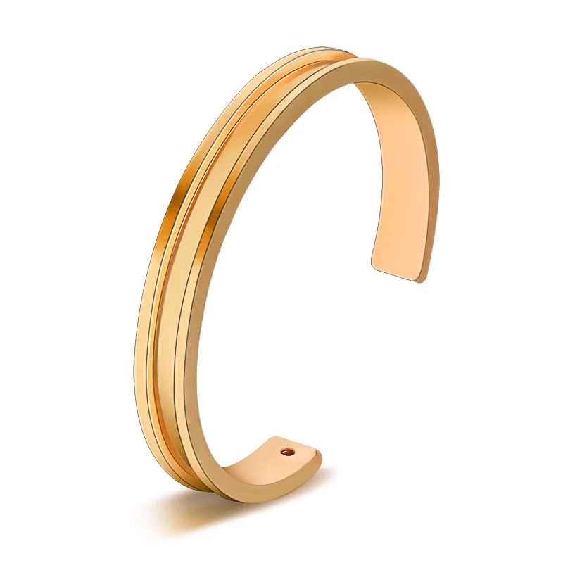 

Small Hole on Top Simple Design Silver Golden Opening Bracelets & Bangles for Women Black Elastic band
