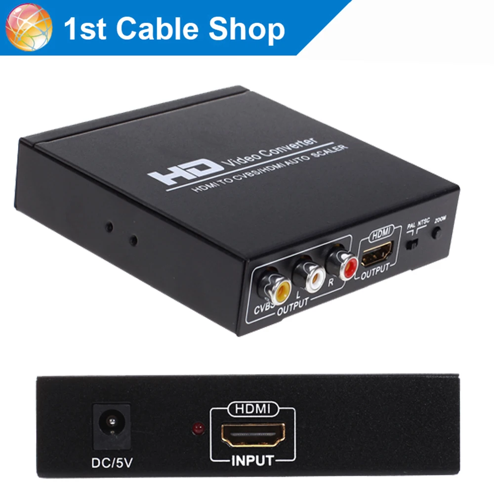 1080P HDMI в AV RCA HDMI конвертер скейлер сплиттер с функцией масштабирования поддерживает RCA и HDMI выход одновременно