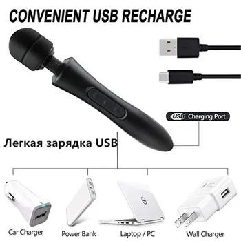 20 Modes Body Massage Powerful Magic Wand Massager AV Wand Vibrator Sex Products USB Rechargeable Vibrators Sex Toys For Women 3