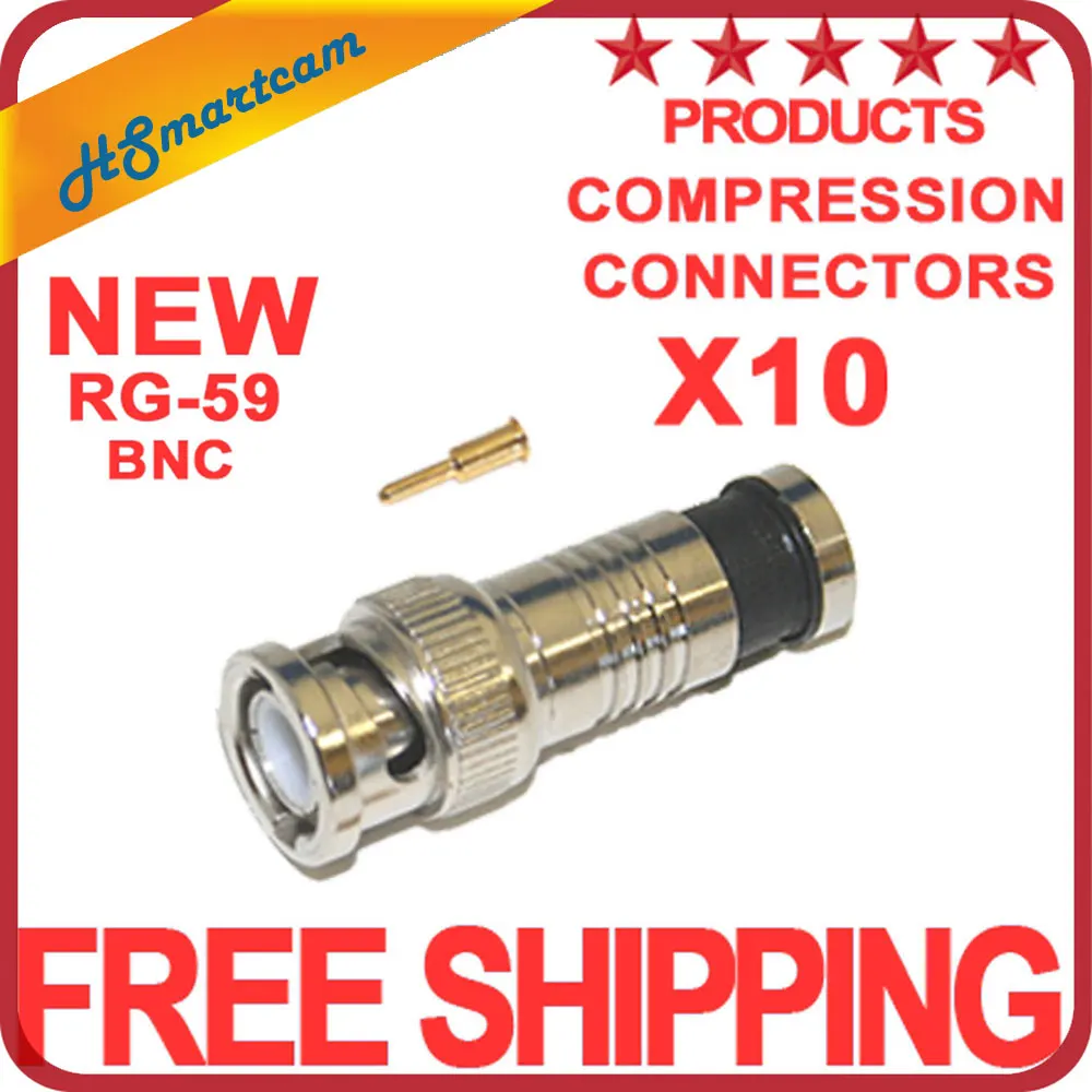 

Hot Lot 10 BNC COMPRESSION CONNECTOR for RG59 CABLE COAX CCTV FITTING COAXIAL MALE For CATV / Home Theater / Boadband Cabling