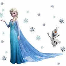 Эльза снежинки Олаф наклейки на стену для детей Детская роспись