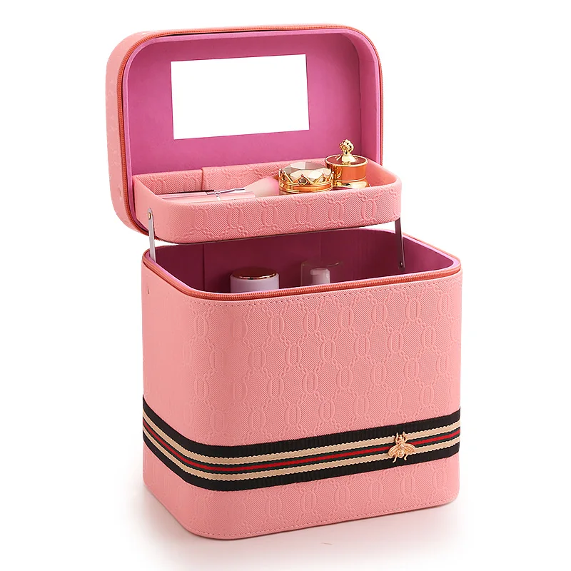 Портативный 3 слоя складной ящик для макияжа, органайзер, хранилище, сумочка, сумки ювелирных изделий контейнер косметическая коробка для домашнего путешествия Для женщин женский подарок - Цвет: 3