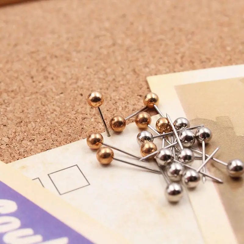 400 шт карта Tacks Push Pins, 3/5-дюймовая блестящая пластиковая Сфера головка с точкой из нержавеющей стали (золото и серебро)