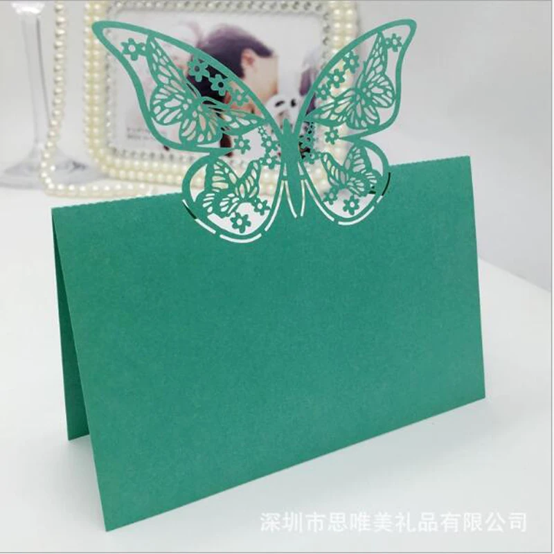 10 Colors 50pcs Butterfly Laser Cut Table Name Place Cards Favor Table Name Message Setting Card Wedding Birthday Party Supplies (9)