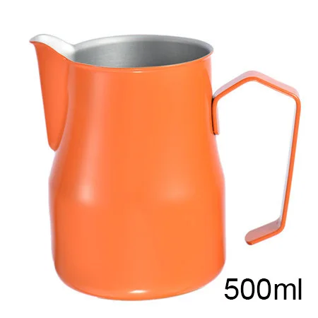 Молочник для кофе из нержавеющей стали пенозбиватель для молока кувшин эспрессо для кофе Мока капучино латте напиток бариста ремесло - Цвет: 500ml Orange